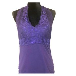 Sexy Purple Lace Halter Top